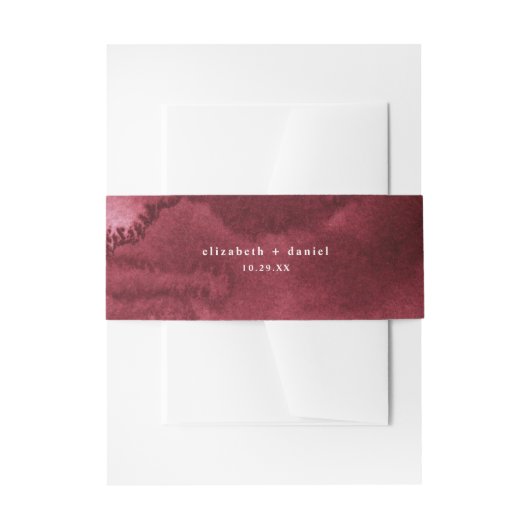 Elegant Burgundy Waterverf Gepersonaliseerd Uitnodigingen Wikkel (Voorkant Voorbeeld)