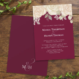 Elegant Burgundy Waterverf Ivory Floral Foliage Kaart