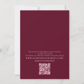 Elegant Burgundy Waterverf Ivory Floral QR Code Kaart (Achterkant)
