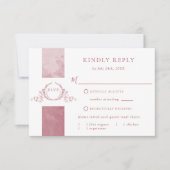 Elegant Burgundy Waterverf Wedding Monogram RSVP (Voorkant)