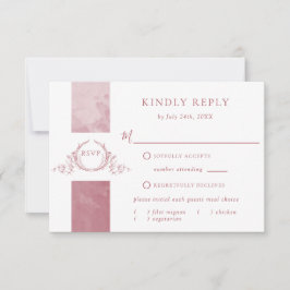 Elegant Burgundy Waterverf Wedding Monogram RSVP