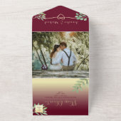 Elegant Burgundy Wedding All In One Uitnodiging (Buitenkant)
