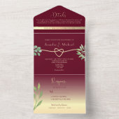 Elegant Burgundy Wedding All In One Uitnodiging (Binnen)