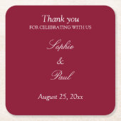 Elegant Burgundy Wedding Bedankt Kartonnen Onderzetters (Voorkant)