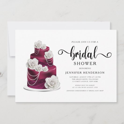 Elegant Burgundy Wedding Cake Vrijgezellenfeest Kaart (Voorkant)