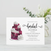 Elegant Burgundy Wedding Cake Vrijgezellenfeest Kaart (Staand voorkant)