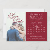 Elegant Burgundy Wedding Calendar Save the Date Magnetische Uitnodiging (Voorkant)