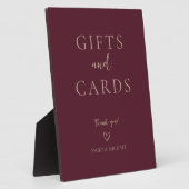Elegant Burgundy Wedding Cards and Gifts Sign Fotoplaat (Zijkant)