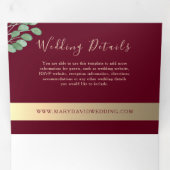 Elegant Burgundy Wedding Drieluik Uitnodiging (Binnenzijde eerst)