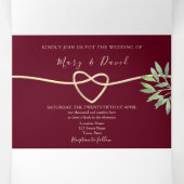 Elegant Burgundy Wedding Drieluik Uitnodiging (Binnenkant midden)