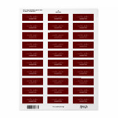 Elegant Burgundy Wedding Etiket (Full Sheet)