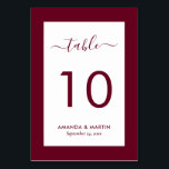 Elegant Burgundy Wedding Kaart<br><div class="desc">Elegant burgundy trouwlijstnummer. Eenvoudig online personaliseren. Overeenkomende objecten die beschikbaar zijn als aanvulling op deze moderne bruine trouwtafel.</div>