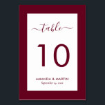 Elegant Burgundy Wedding Kaart<br><div class="desc">Elegant burgundy trouwlijstnummer. Eenvoudig online personaliseren. Overeenkomende objecten die beschikbaar zijn als aanvulling op deze moderne bruine trouwtafel.</div>