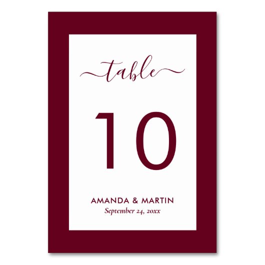 Elegant Burgundy Wedding Kaart (Voorkant)