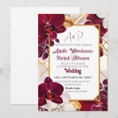 Elegant Burgundy Wedding Orchid Lijst aanpassen Kaart (Voorkant / Achterkant)
