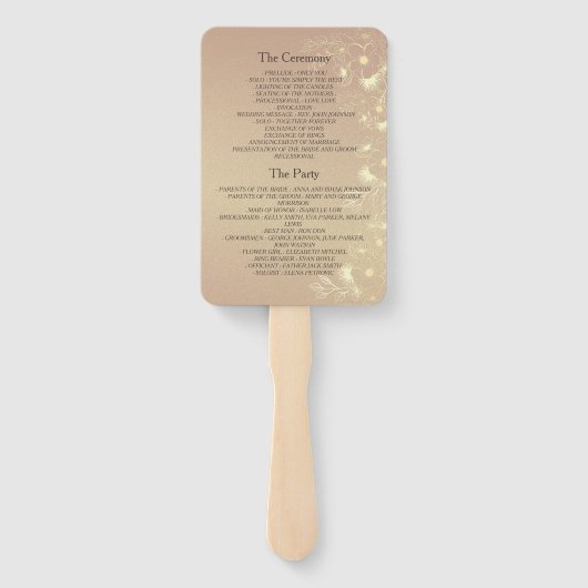 Elegant Burgundy Wedding Program Hand Fan Handwaaier (Achterkant)