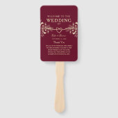 Elegant Burgundy Wedding Program Hand Fan Handwaaier (Voorkant)