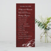 Elegant Burgundy Wedding Programme Programmakaart (Staand voorkant)