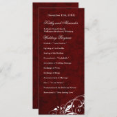 Elegant Burgundy Wedding Programme Programmakaart (Voorkant / Achterkant)