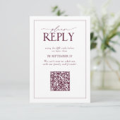 Elegant Burgundy Wedding QR Code Please Reply RSVP Kaartje (Staand voorkant)