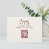 Elegant Burgundy Wedding QR Code RSVP Card (Staand voorkant)
