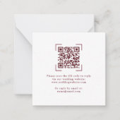 Elegant Burgundy Wedding QR Code RSVP Cards Notitiekaartje (Voorkant)