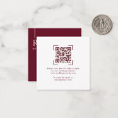 Elegant Burgundy Wedding QR Code RSVP Cards Notitiekaartje (Voorkant / Achterkant in situ)