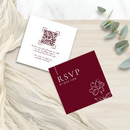 Elegant Burgundy Wedding QR Code RSVP Cards Notitiekaartje
