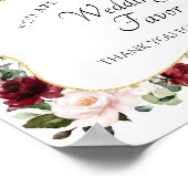 Elegant Burgundy Wedding Reception Favor Sign Poster (Hoek)