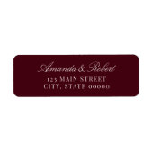 Elegant Burgundy Wedding Return Address Etiket (Voorkant)