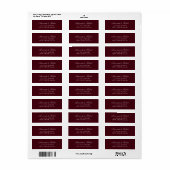 Elegant Burgundy Wedding Return Address Etiket (Full Sheet)