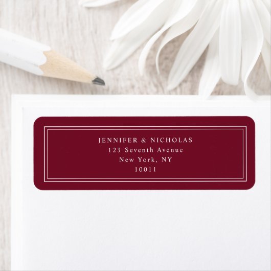 Elegant Burgundy Wedding Return Address Etiket (Insitu)