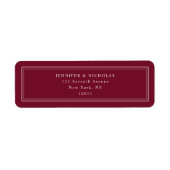 Elegant Burgundy Wedding Return Address Etiket (Voorkant)