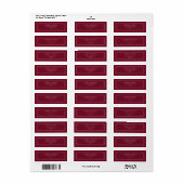 Elegant Burgundy Wedding Return Address Etiket (Full Sheet)