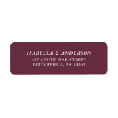 Elegant Burgundy Wedding Return Address Label (Voorkant)
