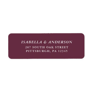 Elegant Burgundy Wedding Return Address Label