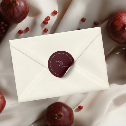 Elegant Burgundy Wedding Ronde Sticker