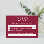 Elegant Burgundy Wedding RSVP Kaart (Staand voorkant)