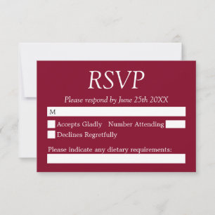 Elegant Burgundy Wedding RSVP Kaart