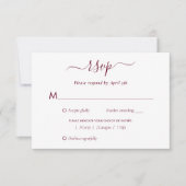 Elegant Burgundy Wedding RSVP Kaartje (Voorkant)