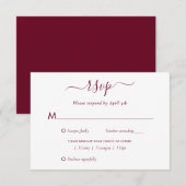 Elegant Burgundy Wedding RSVP Kaartje (Voorkant / Achterkant)