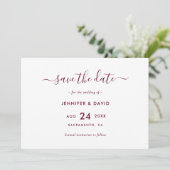 Elegant Burgundy Wedding Save The Date (Staand voorkant)