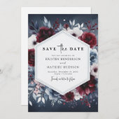 Elegant Burgundy Wedding Save The Date (Voorkant / Achterkant)