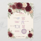 Elegant Burgundy Wedding Timeline Program Programmakaart (Voorkant)