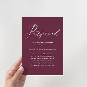 Elegant Burgundy Wedding-uitstel Aankondiging
