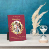 Elegant Burgundy Wedding Welcome Custom Photo Sign Fotoplaat (Zijkant)