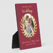 Elegant Burgundy Wedding Welcome Custom Photo Sign Fotoplaat (Zijkant)
