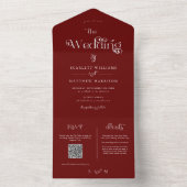 Elegant Burgundy Whimsical Wedding All In One Uitnodiging (Binnen)