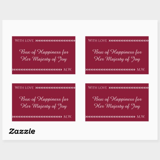 Elegant Burgundy & White Custom Rectangle Sticker (Vel)