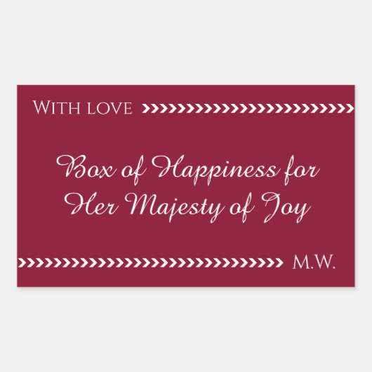 Elegant Burgundy & White Custom Rectangle Sticker  (Voorkant)